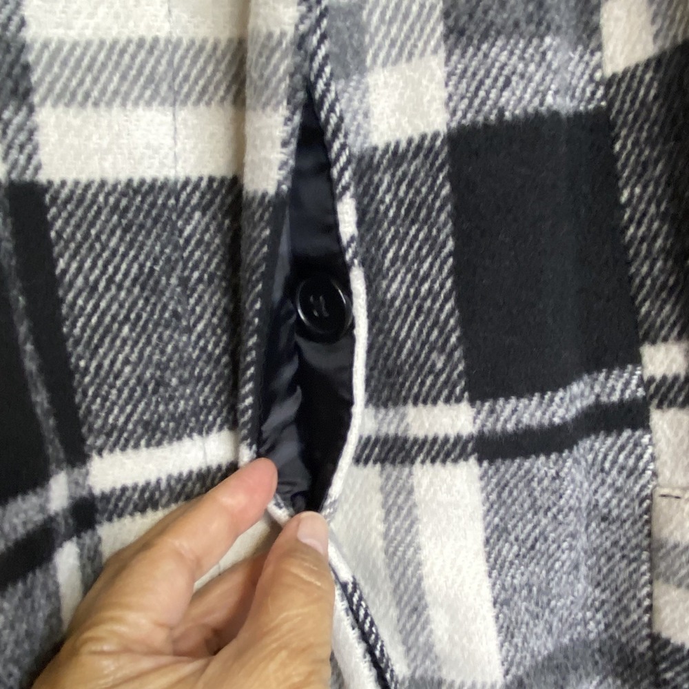 AVA & VIV Plaid Black White Flannel Button Fly Front Women's Coat‎ XL Lined - Picture 5 of 7